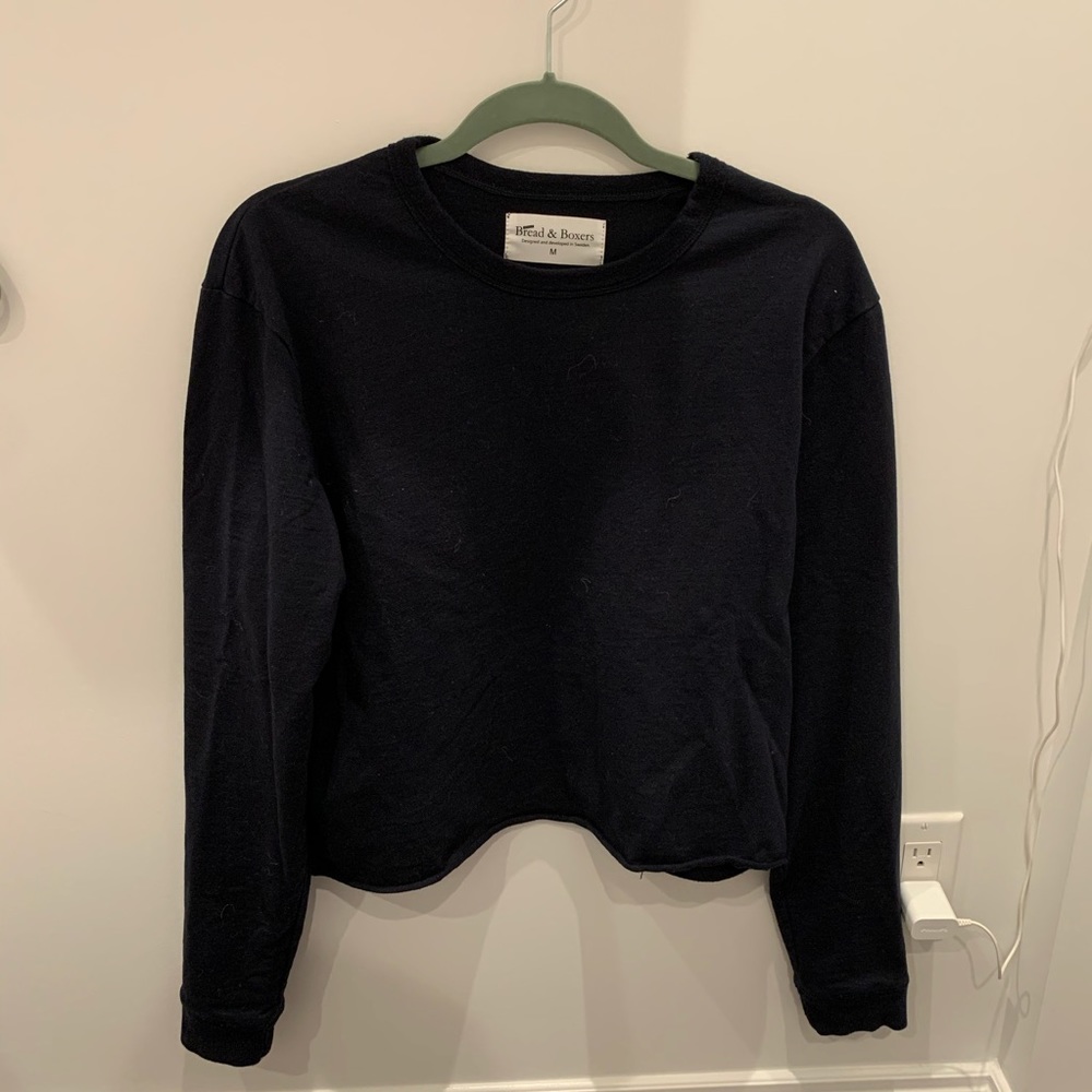 Navy blue slightly cropped lightweight sweatshirt